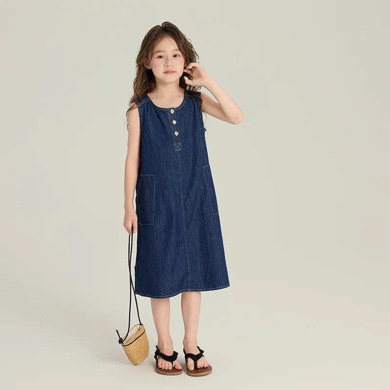Girls' Trendy Denim Vest Dress 2025 Summer Collection New Children's Simple Dress
Girls' Trendy Denim Vest Dress 2025 Summer Collection New Children's Simple Dress