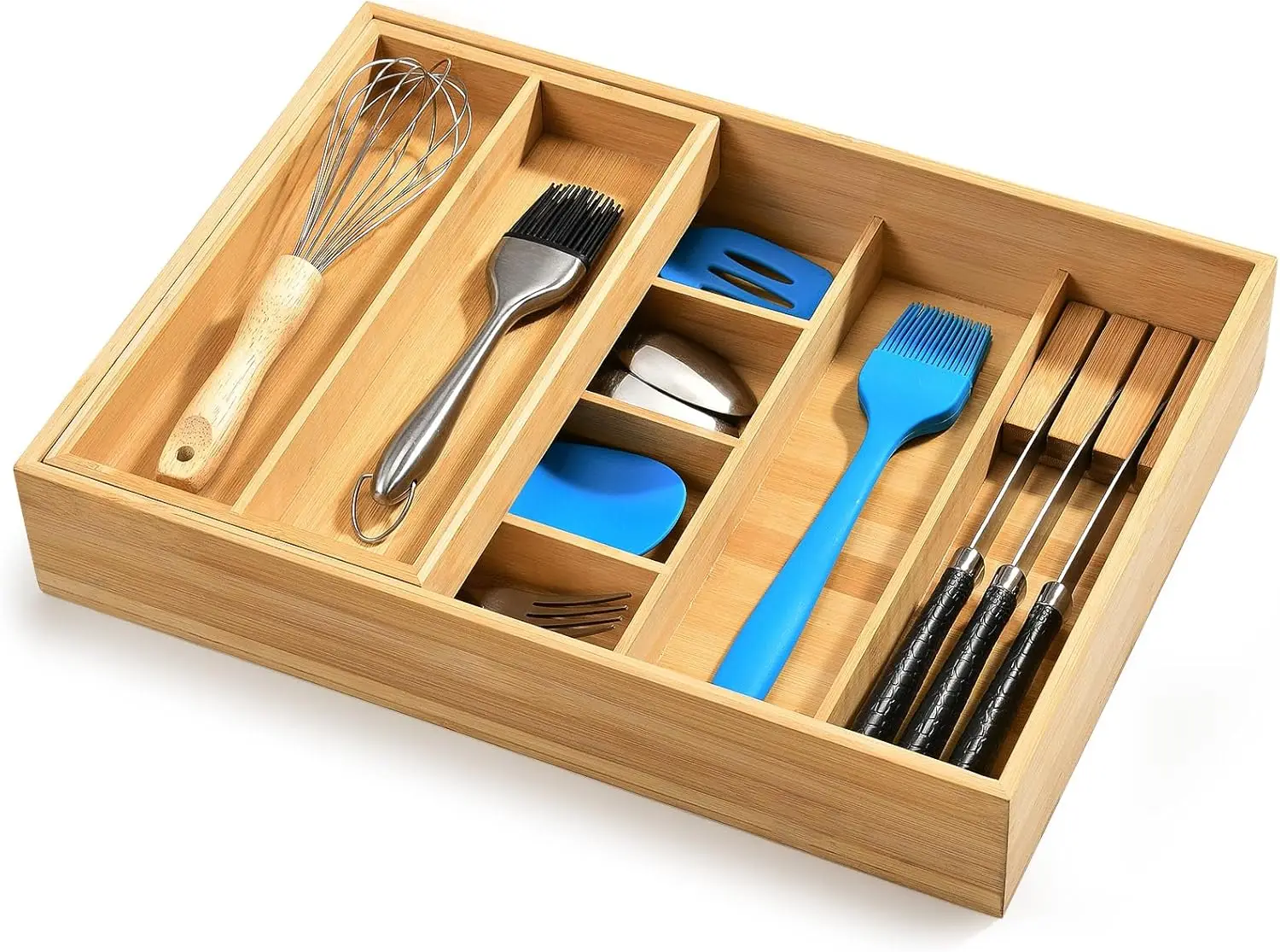 Double Layer Bamboo Utensil Drawer Organizer, 2 Tier Silverware Cutlery Drawer Organizer with Sliding
Double Layer Bamboo Utensil Drawer Organizer, 2 Tier Silverware Cutlery Drawer Organizer with Sliding