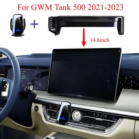 For GWM Tank 500 2021 2022 2023 Car Phone Holder  14.6" Screen Fixed Base Bracket Wireless Charging