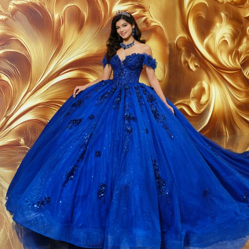 Королевское синее блестящее платье Quinceanera, бальное платье с открытыми плечами, аппликация, кружево, бисер, кристалл, тюль, корсет, милое платье 16, Vestido
Королевское синее блестящее платье Quinceanera, бальное платье с открытыми плечами, аппликация, кружево, бисер, кристалл, тюль, корсет, милое платье 16, Vestido