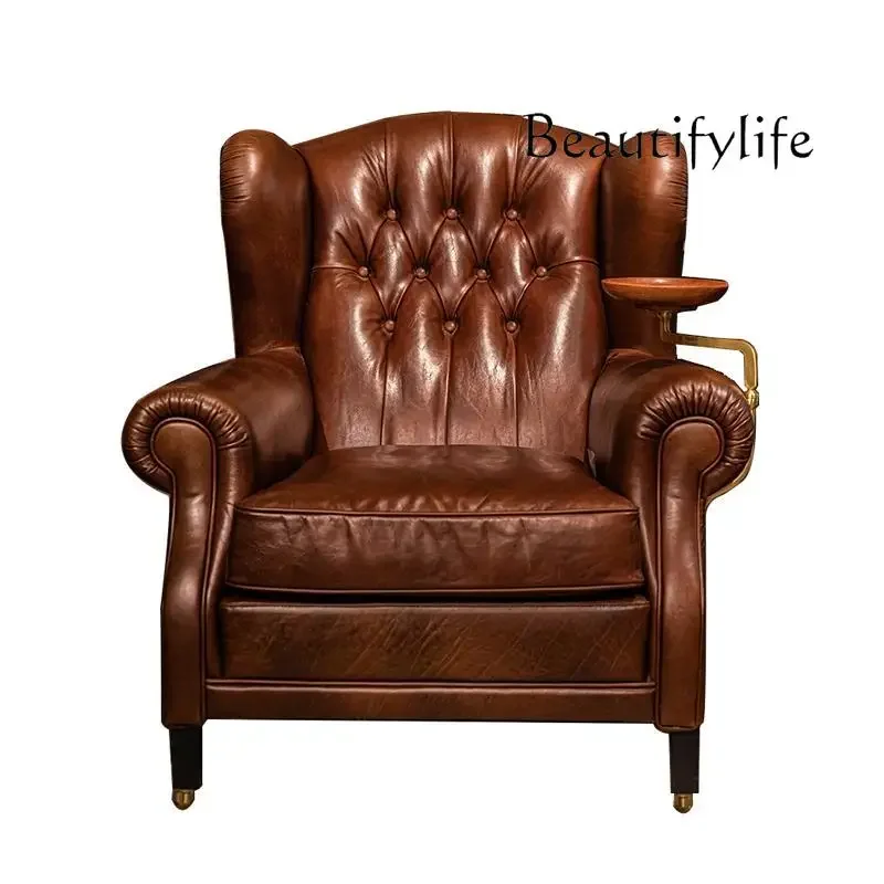 Modern American retro oil wax leather leather single sofa chair home living room leisure recliner
Modern American retro oil wax leather leather single sofa chair home living room leisure recliner