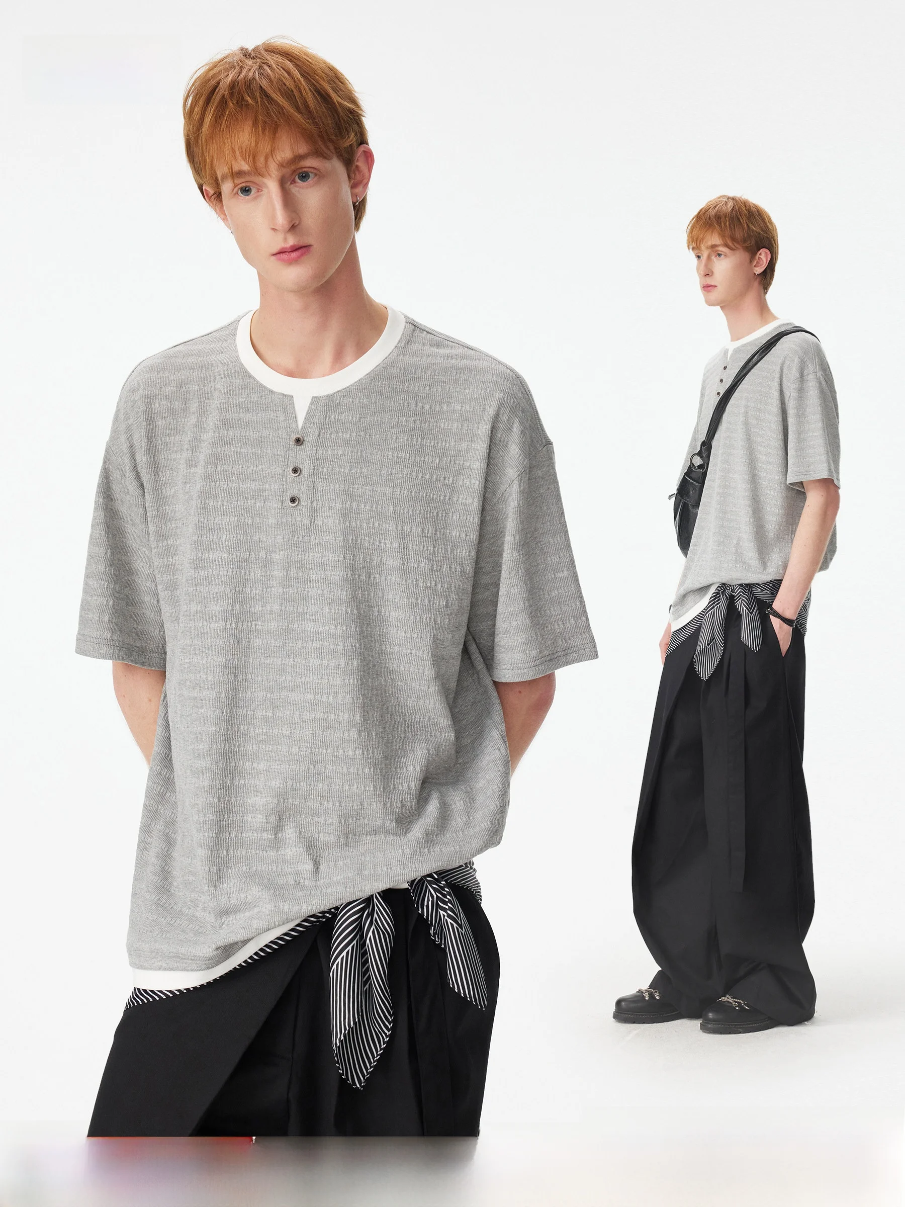 DPX Men's Loose Fit Short Sleeve T-Shirt Henry Collar Texture Sensation Fake Two-Piece Casual Style Summer Comfortable Top
DPX Men's Loose Fit Short Sleeve T-Shirt Henry Collar Texture Sensation Fake Two-Piece Casual Style Summer Comfortable Top