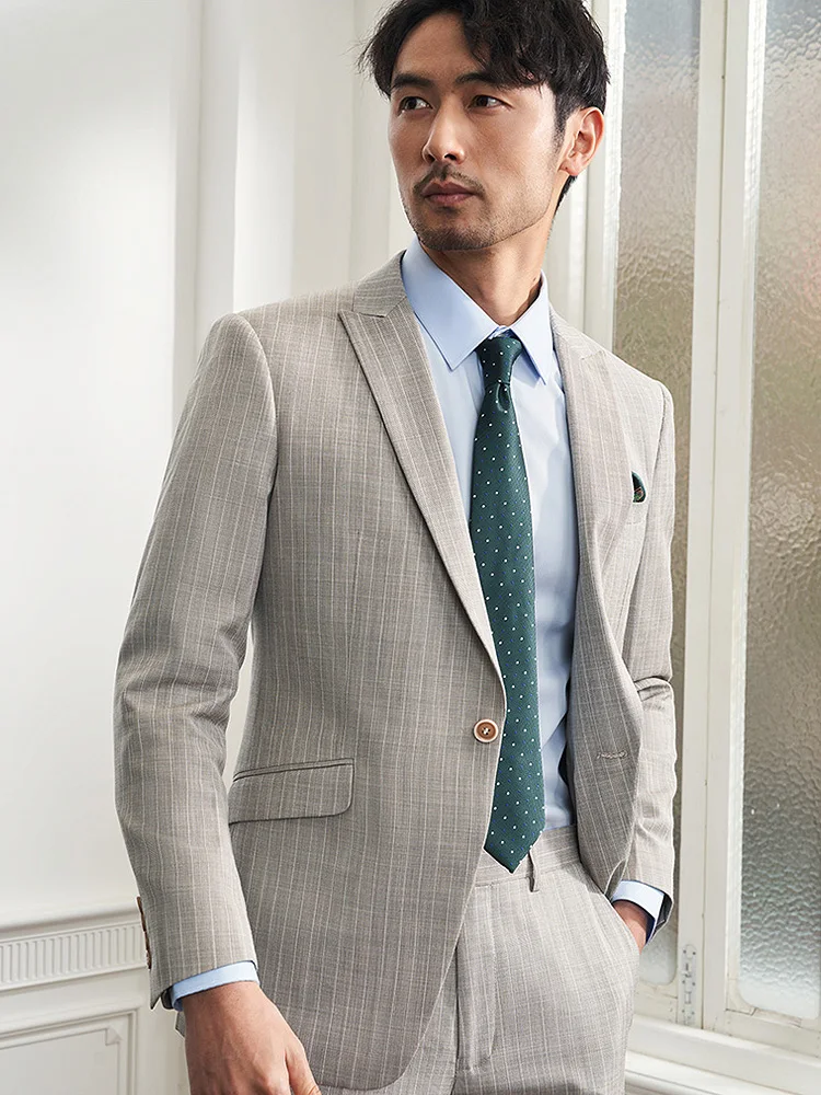 Men Suit Khaki Stripe Slim Fit Thin Blazer Pant Set Leisure Wedding Groom Wear 2022 Spring Summer Clothing Plus Size 1 Button
Men Suit Khaki Stripe Slim Fit Thin Blazer Pant Set Leisure Wedding Groom Wear 2022 Spring Summer Clothing Plus Size 1 Button