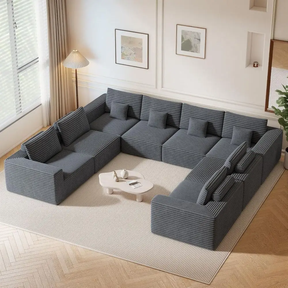 8 Seater U-Shape Sectional Sofa, Deep Seating, Grey, No Assembly Needed, 1 Piece
8 Seater U-Shape Sectional Sofa, Deep Seating, Grey, No Assembly Needed, 1 Piece