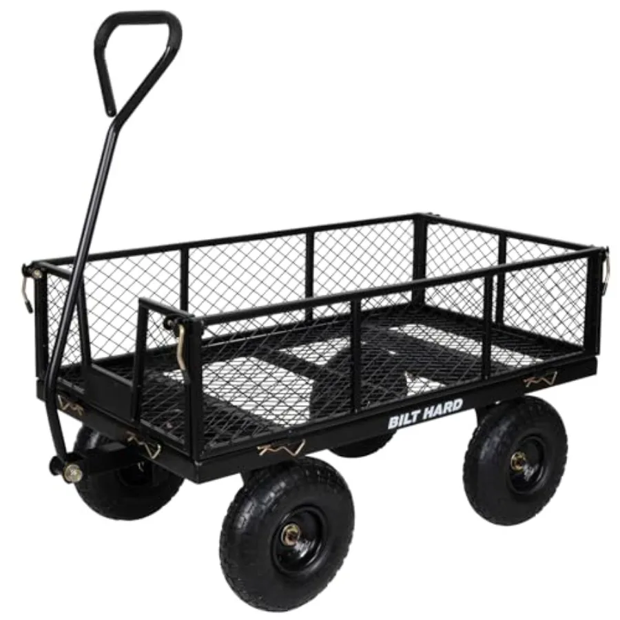Heavy Duty 880 Lbs Capacity Mesh Steel Garden Cart, Black, All-Terrain Wheels, Removable Sides 180 Rotating Handle for Yard Use
Heavy Duty 880 Lbs Capacity Mesh Steel Garden Cart, Black, All-Terrain Wheels, Removable Sides 180 Rotating Handle for Yard Use