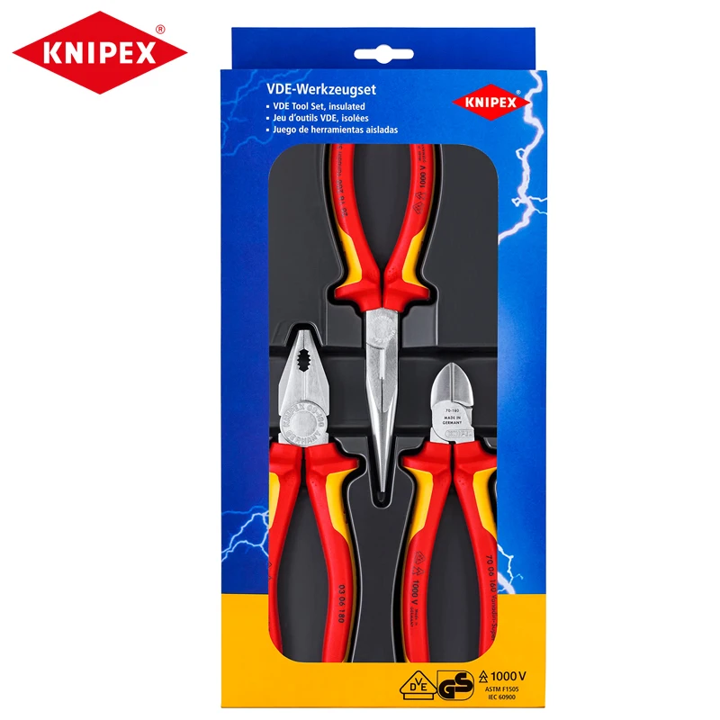 Комбинированные плоскогубцы KNIPEX 00 20 12 "Electric Game 1000 В, 3 шт.
Комбинированные плоскогубцы KNIPEX 00 20 12 "Electric Game 1000 В, 3 шт.