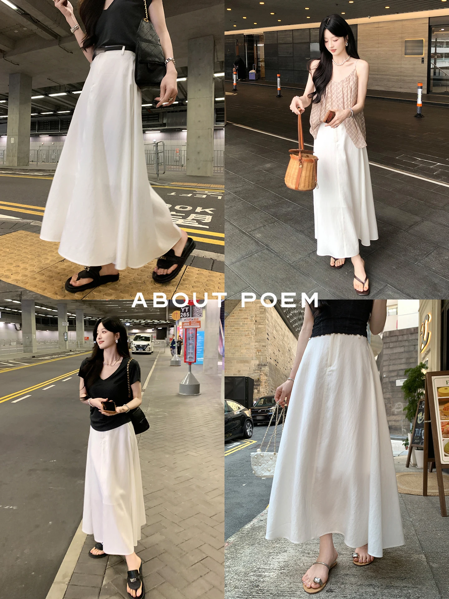 Aboutpoem Learsel Half-length Split A-line Skirt Women's Summer Simple Match White Long Dress Casual Style Mid-waist Design
Aboutpoem Learsel Half-length Split A-line Skirt Women's Summer Simple Match White Long Dress Casual Style Mid-waist Design