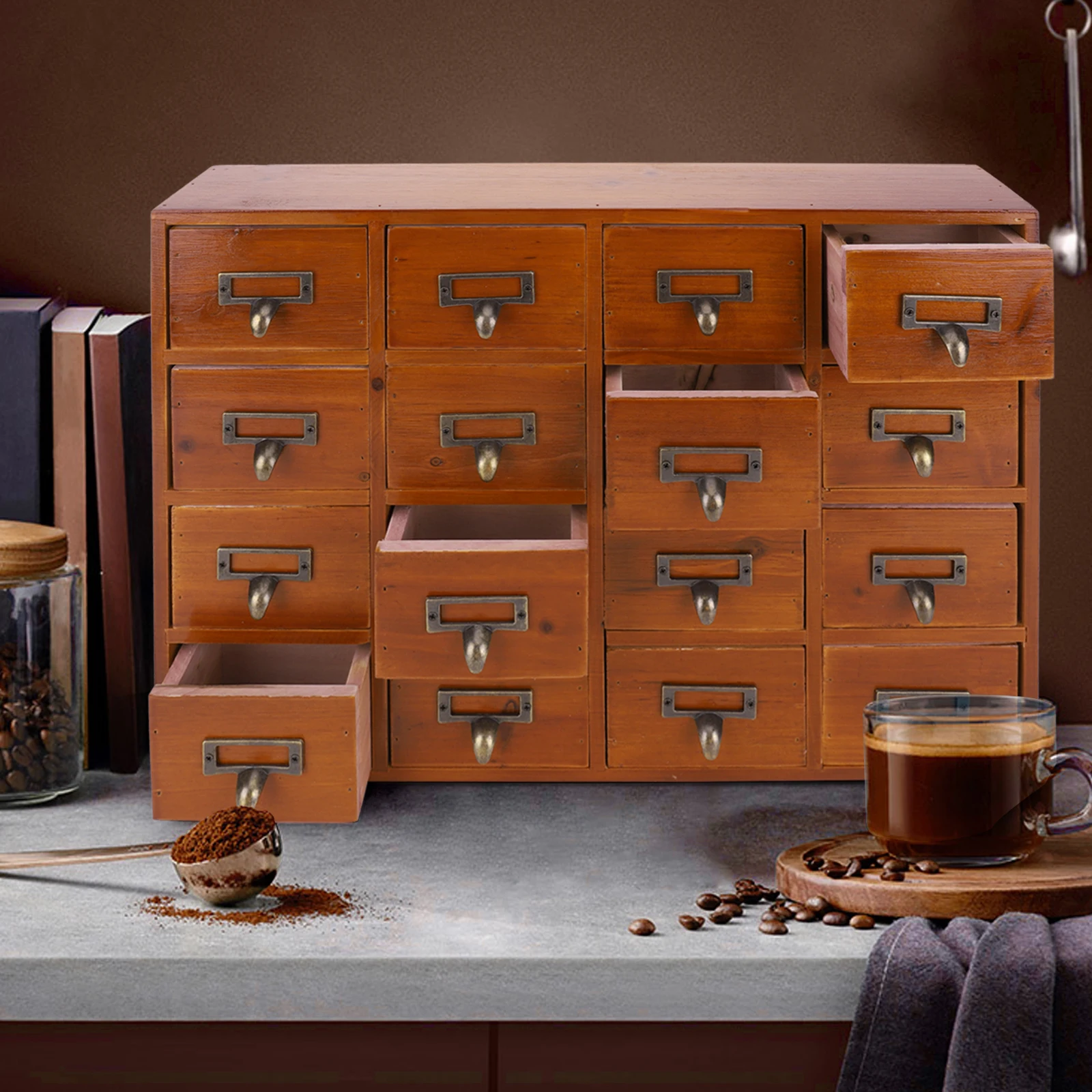 Card Catalog Cabinet with 16 Drawers Traditional Apothecary Cabinet Rustic Wood Desk Drawer for Home Office Bedroom Decoration
Card Catalog Cabinet with 16 Drawers Traditional Apothecary Cabinet Rustic Wood Desk Drawer for Home Office Bedroom Decoration