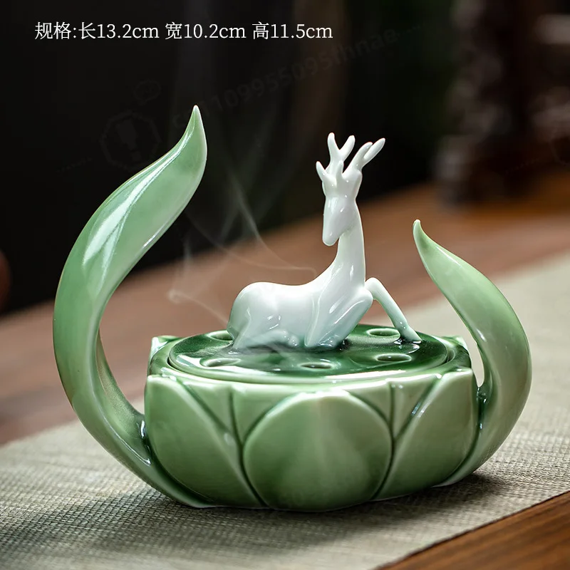Deer & Lotus Ceramic Incense Burner New Chinese Style Sandalwood Censer Tea Room Decor
Deer & Lotus Ceramic Incense Burner New Chinese Style Sandalwood Censer Tea Room Decor