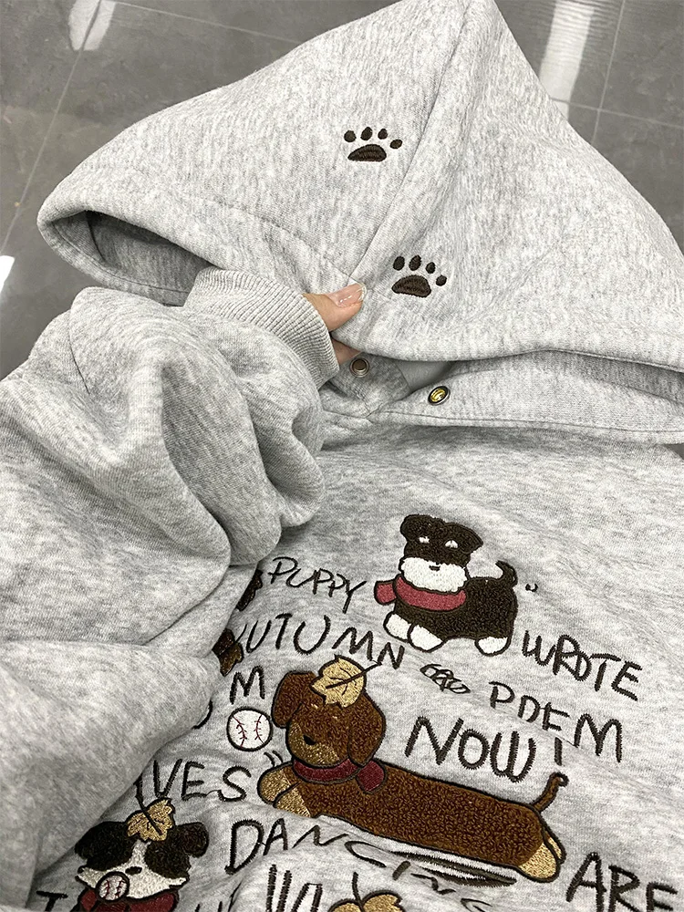 Korean Sle Cute Sausage Dog Embroidered Hoodie Women's Autumn Winter Thiened Loose Versatile Jaet Long Sve Retro Com...
Korean Sle Cute Sausage Dog Embroidered Hoodie Women's Autumn Winter Thiened Loose Versatile Jaet Long Sve Retro Com...