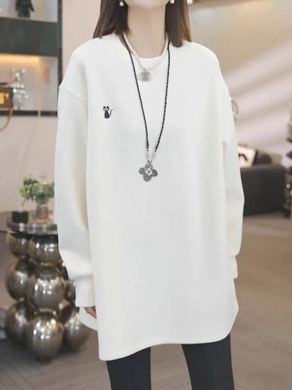 Loose Long Sve Women's T-irt Korean Sle Spring Season plus Size Cover Bot Base irt Creative Pattern round Ne
Loose Long Sve Women's T-irt Korean Sle Spring Season plus Size Cover Bot Base irt Creative Pattern round Ne