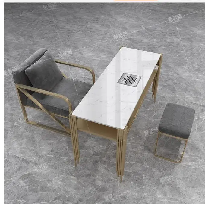 Manicure table and chair set with built-in vacuum cleaner Light luxury marble paint single double triple manicure table
Manicure table and chair set with built-in vacuum cleaner Light luxury marble paint single double triple manicure table