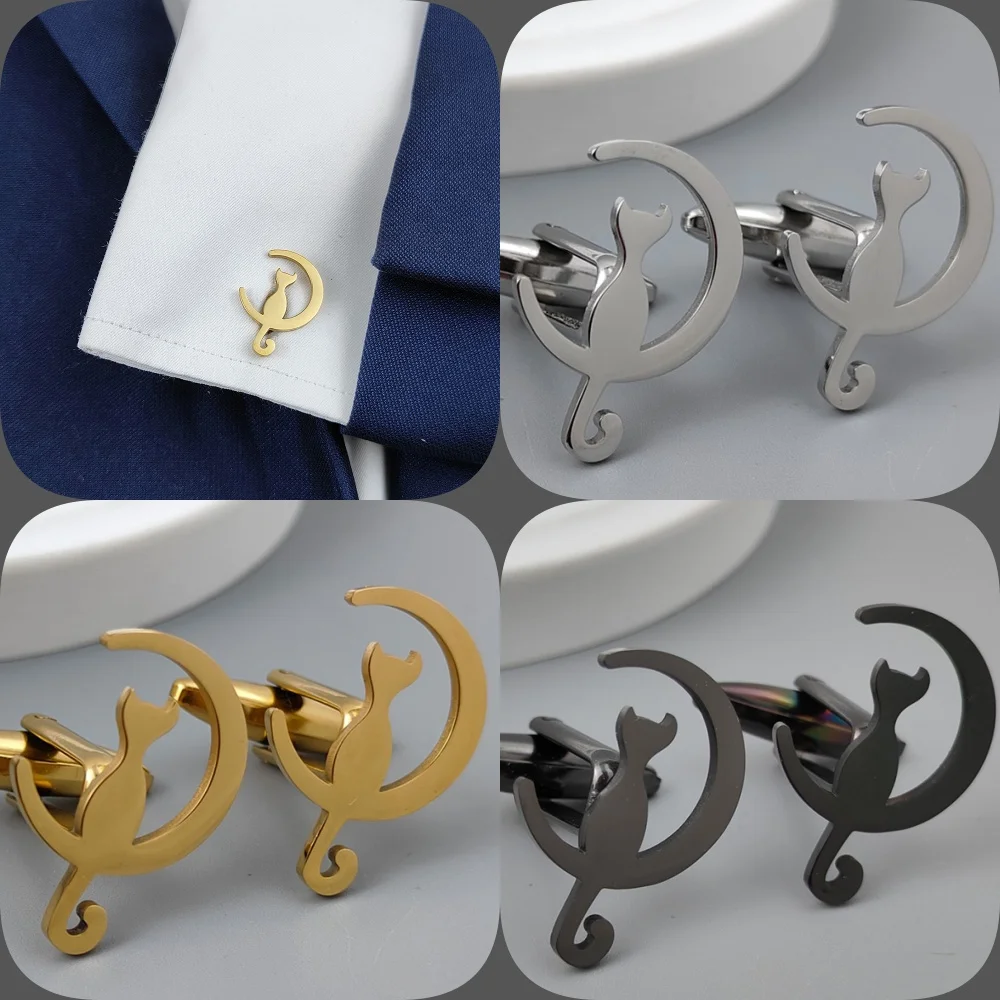 2024 new moon kitten gold-plated stainless steel cufflinks, suit shirt cuffs, business formal accessories 3 color set
2024 new moon kitten gold-plated stainless steel cufflinks, suit shirt cuffs, business formal accessories 3 color set