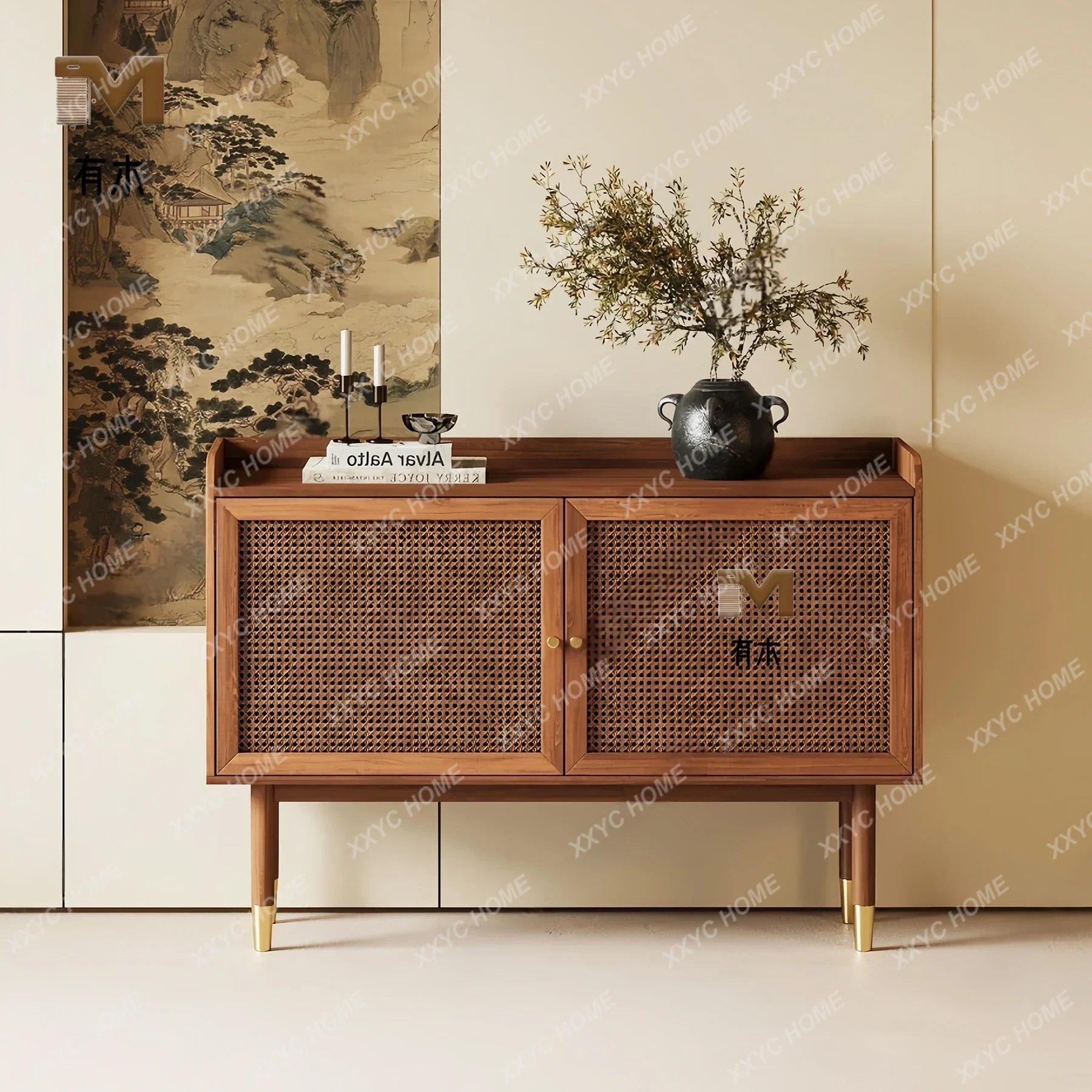 New Chinese style antique style dining side cabinet decorated against the wall storage retro homestay living room display
New Chinese style antique style dining side cabinet decorated against the wall storage retro homestay living room display