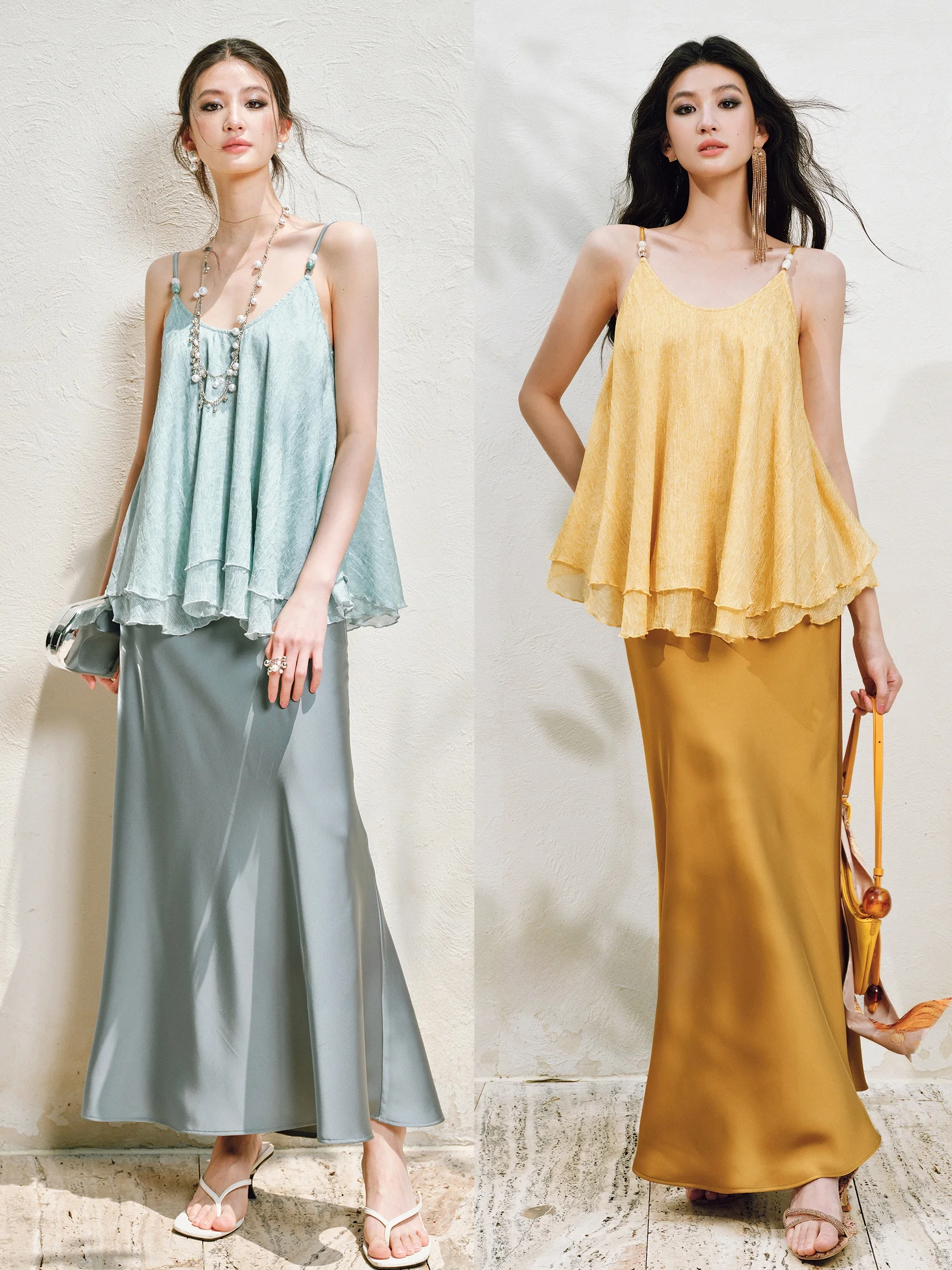 Wangxo Double-Sided Satin Euro Organza Crumpled Silky Smooth Chantilly Beaded Umbrella Hem Halter Skirt Two-Piece Set Summer ...
Wangxo Double-Sided Satin Euro Organza Crumpled Silky Smooth Chantilly Beaded Umbrella Hem Halter Skirt Two-Piece Set Summer ...