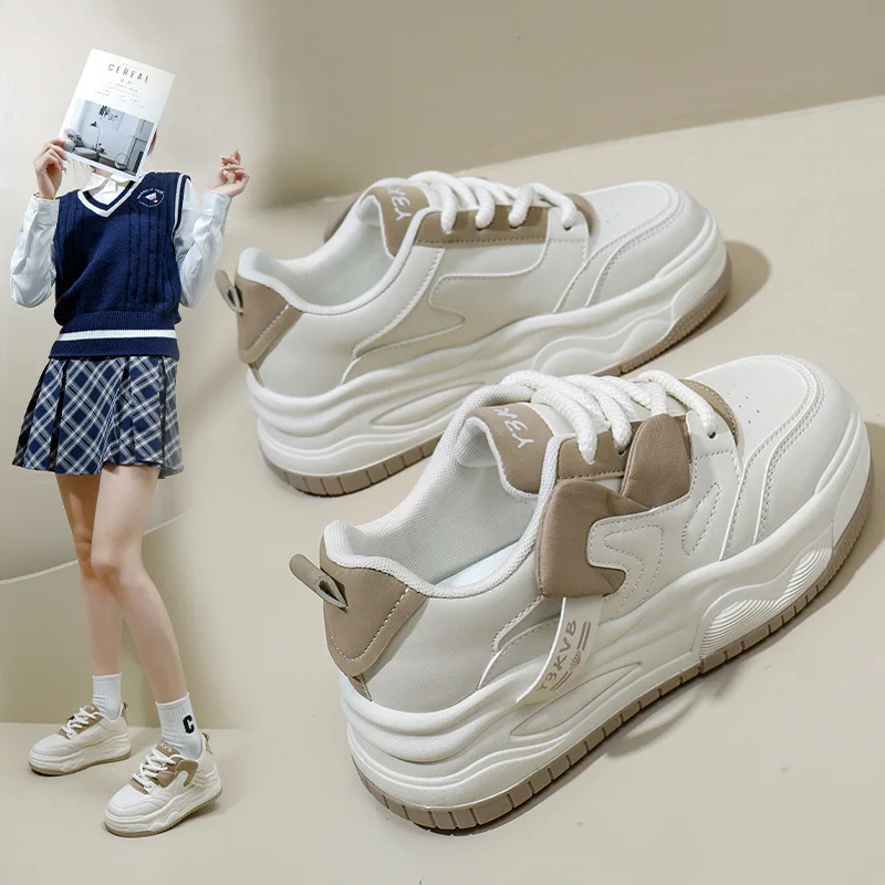 Весенние женские кроссовки 2024, новые нескользящие повседневные туфли на шнуровке, увеличивающие рост, студенческие уличные туфли для скейтборда на платформе
Весенние женские кроссовки 2024, новые нескользящие повседневные туфли на шнуровке, увеличивающие рост, студенческие уличные туфли для скейтборда на платформе