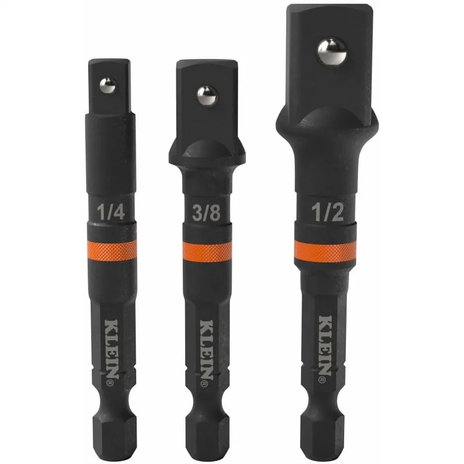 3-Piece Impact Driver Socket Adapter Set With 3-Inch Quick-Connect Extensions And Knurled Grip For High-Visibility 1/4, 3/8, And 1/2-Inch Square Drive