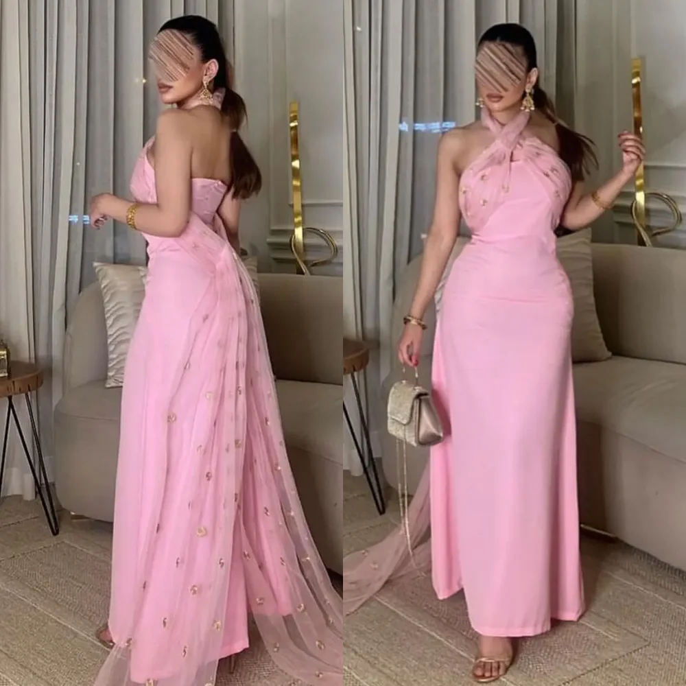 Elegant Halter Sheath Evening Dresses Soutache/Ribbon Trim Net/Tulle Anke length Prom vestidos de fiesta elegant فساتين
Elegant Halter Sheath Evening Dresses Soutache/Ribbon Trim Net/Tulle Anke length Prom vestidos de fiesta elegant فساتين
