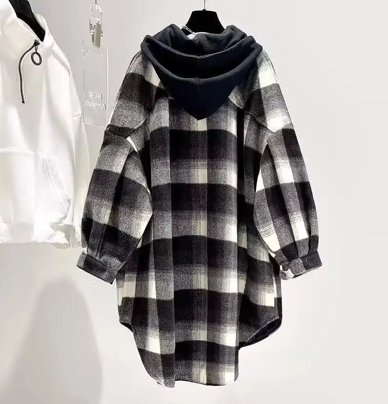 Wool Blend Coats Womens Woolen Coat Cotton Added Autumn Angora Houndstooth Double-Breasted Button-Up Flared Lantern Sleeve Thick
Wool Blend Coats Womens Woolen Coat Cotton Added Autumn Angora Houndstooth Double-Breasted Button-Up Flared Lantern Sleeve Thick