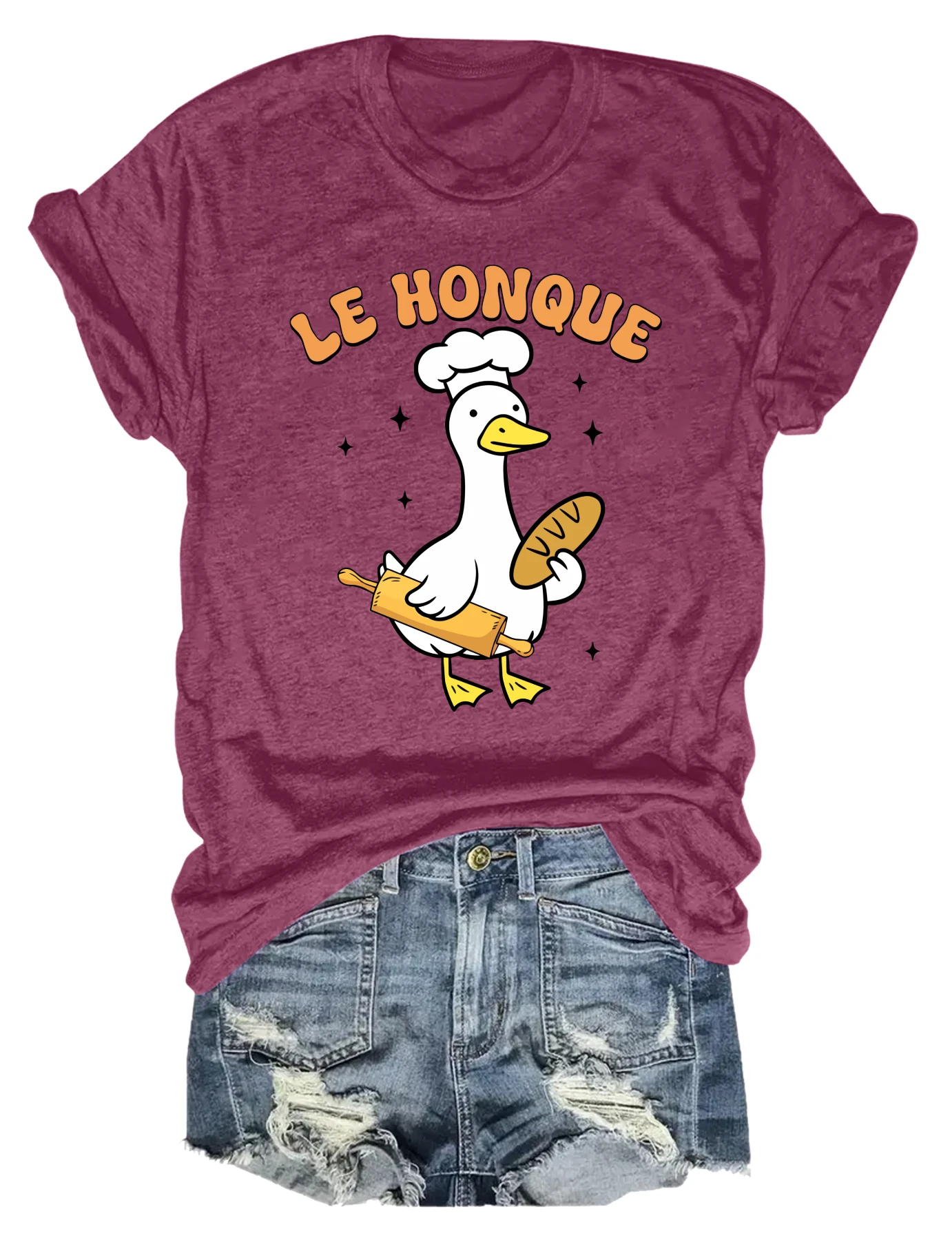 Plus size women's short sleeve T-shirt The Honque Duck Chef Bread breathable fabric summer outfit women's clothing
Plus size women's short sleeve T-shirt The Honque Duck Chef Bread breathable fabric summer outfit women's clothing