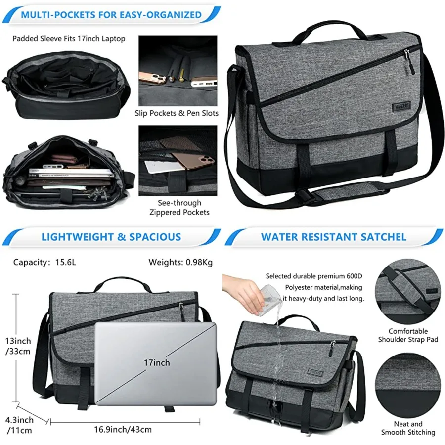 VASCHY Messenger Bag for Men, 14-17inch Laptop Bag Lightweight Computer Briefcase Crossbody Shoulder Bag for School, Work
VASCHY Messenger Bag for Men, 14-17inch Laptop Bag Lightweight Computer Briefcase Crossbody Shoulder Bag for School, Work