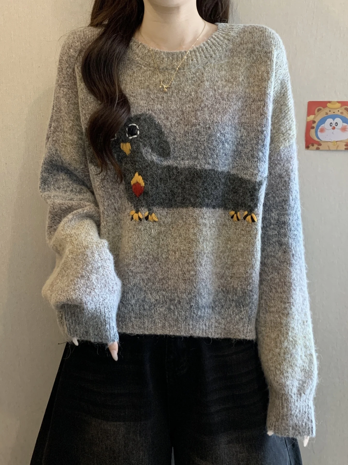 Cartoon Pattern Long Sleeve Knitted Base Shirt Sweater Women Spring Autumn plus Size Fashionable Short Style Top
Cartoon Pattern Long Sleeve Knitted Base Shirt Sweater Women Spring Autumn plus Size Fashionable Short Style Top