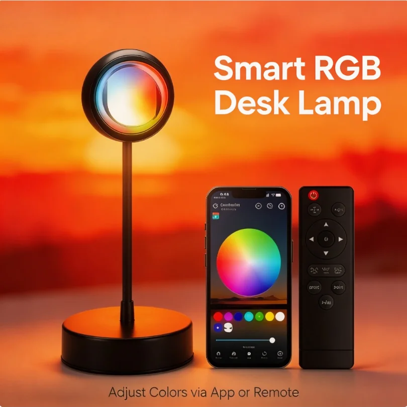 Лампа-проектор RGB для создания атмосферы на закате с дистанционным управлением через приложение, 16 цветов, светодиодная, для декора спальни и фотофонов
Лампа-проектор RGB для создания атмосферы на закате с дистанционным управлением через приложение, 16 цветов, светодиодная, для декора спальни и фотофонов