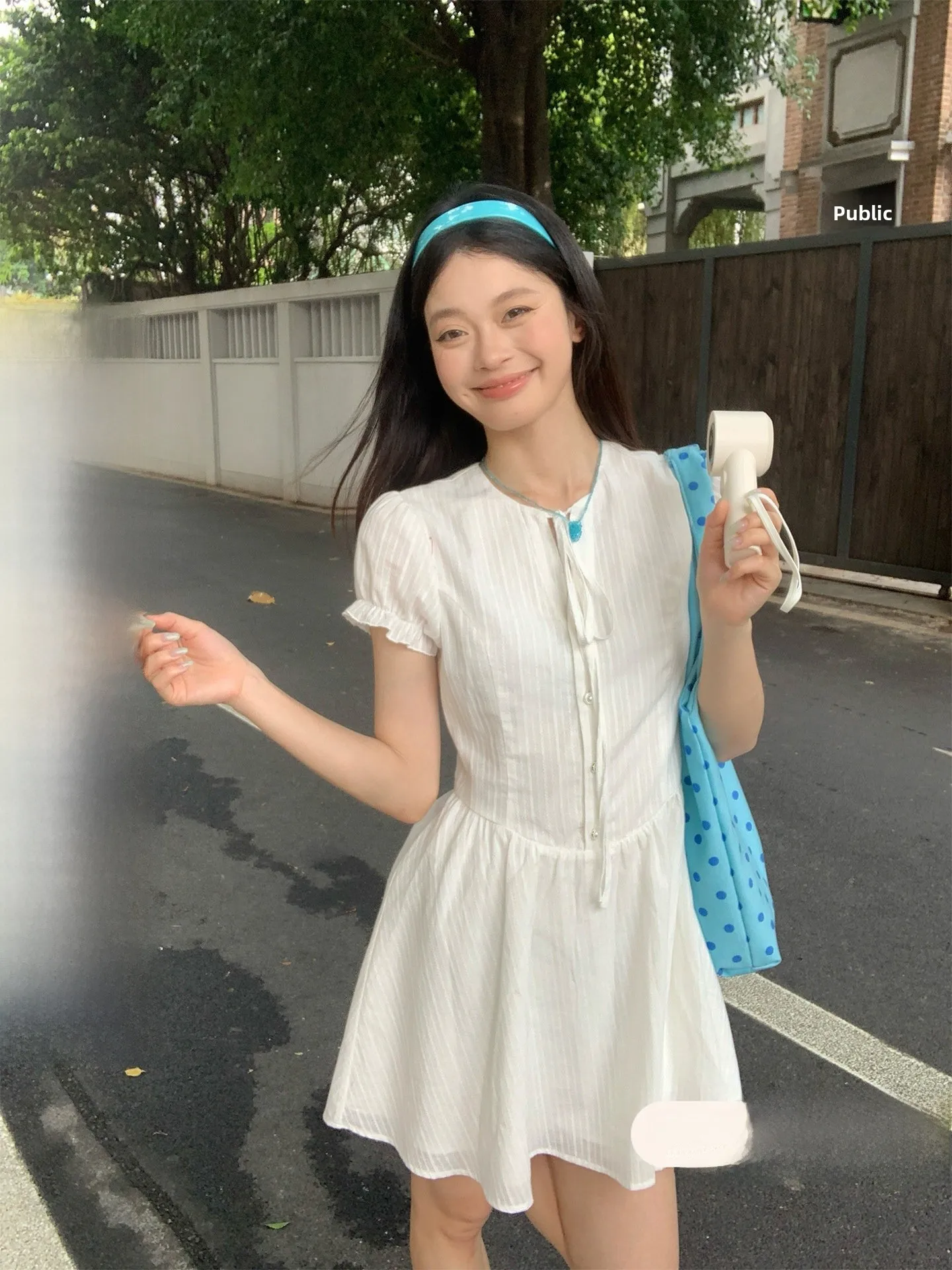 Summer Women's A-Line Short Dress Puffy Sleeve Texture Sensation Waist-Cinching Slimming Korean Style Szeung Jung En
Summer Women's A-Line Short Dress Puffy Sleeve Texture Sensation Waist-Cinching Slimming Korean Style Szeung Jung En