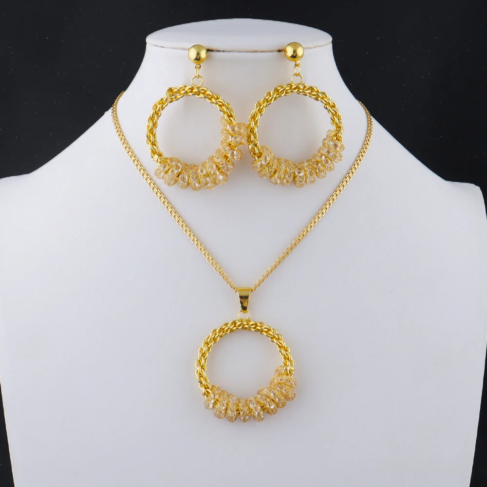 French Gold Plated Weaving Women's Jewelry Set - Necklace Chain Charms Earrings for Classic Daily Wear Date Party Wedding Gift 
French Gold Plated Weaving Women's Jewelry Set - Necklace Chain Charms Earrings for Classic Daily Wear Date Party Wedding Gift