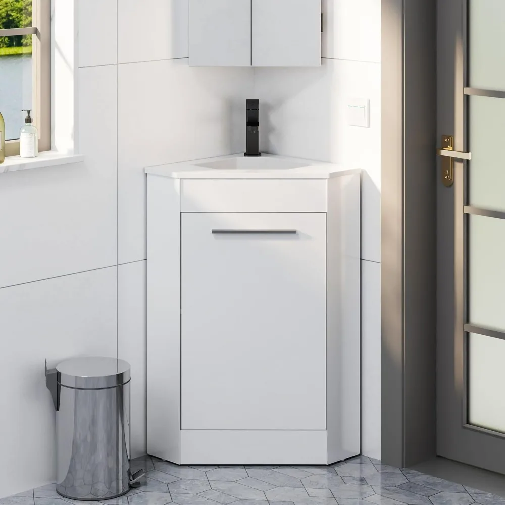 26" Corner Bathroom Vanity Sink Combo for Small Space Freestanding Storage Cabinet with White Resin Sink and Matte
26" Corner Bathroom Vanity Sink Combo for Small Space Freestanding Storage Cabinet with White Resin Sink and Matte