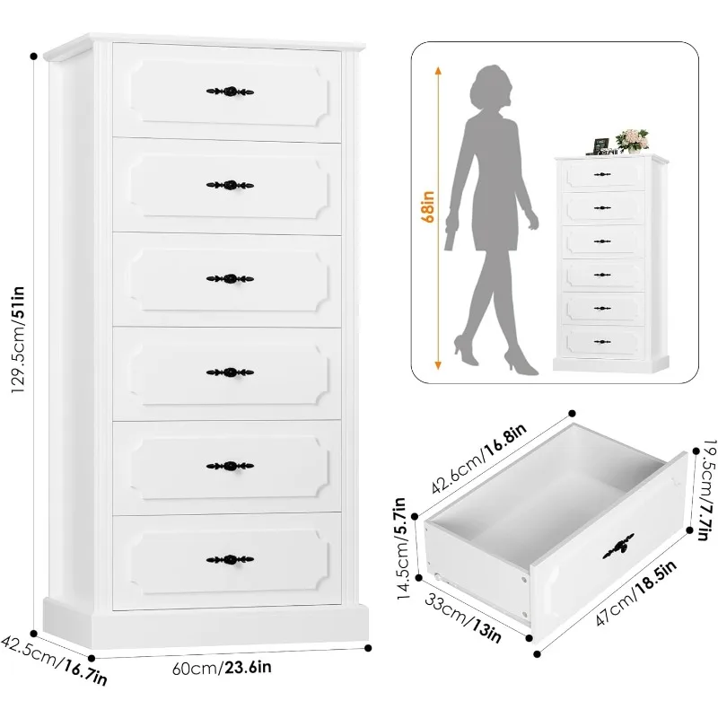 6 Drawer White Dresser, 51" Tall White Dresser Chest of Drawers, Tall Dresser White 6 Drawer Dresser with
6 Drawer White Dresser, 51" Tall White Dresser Chest of Drawers, Tall Dresser White 6 Drawer Dresser with