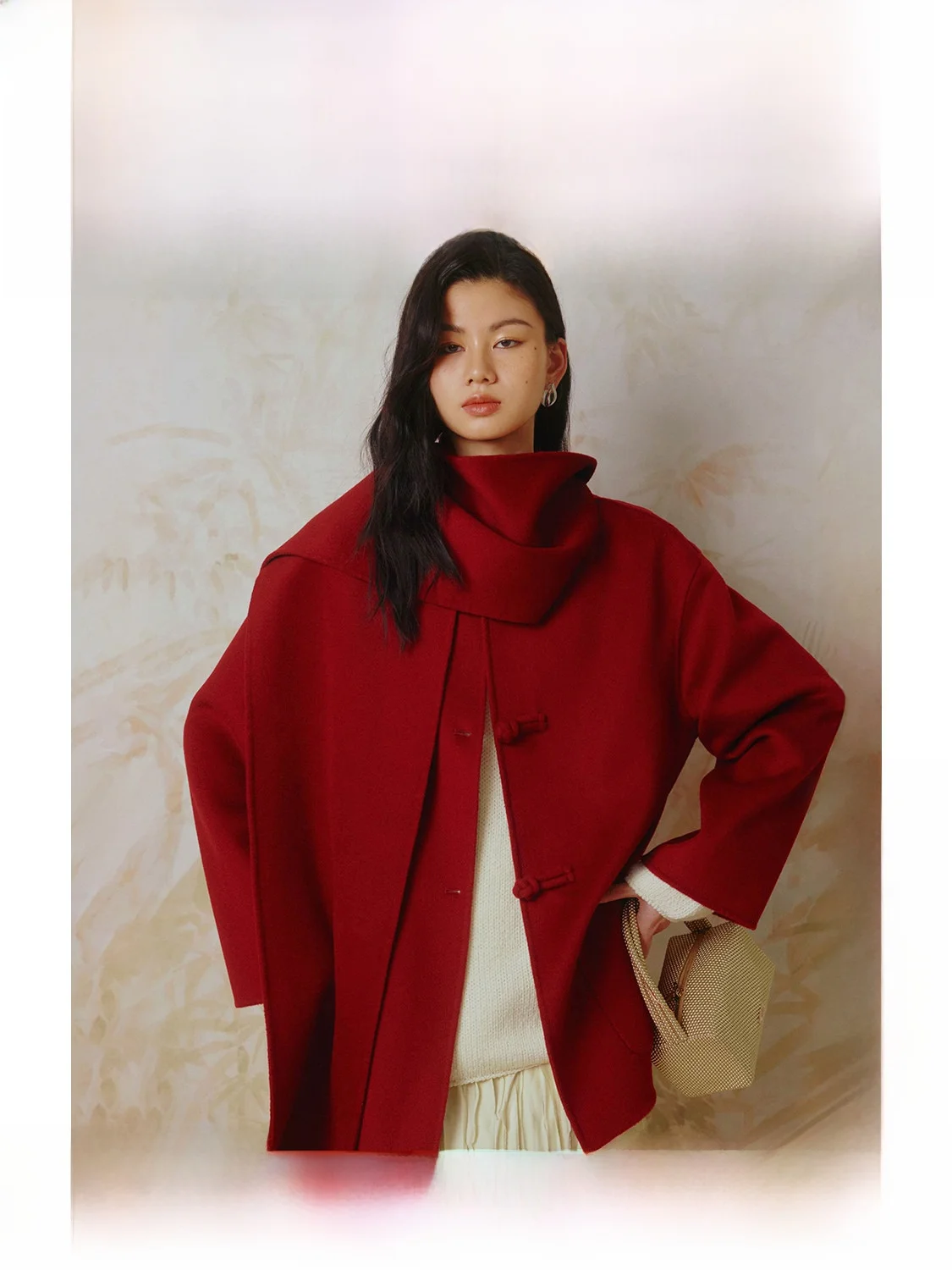 Elegant Double-Sided Woolen Chinese Style Scarf Coat Women's Festival Atmosphere Sensation Outerwear by Founder Series
Elegant Double-Sided Woolen Chinese Style Scarf Coat Women's Festival Atmosphere Sensation Outerwear by Founder Series