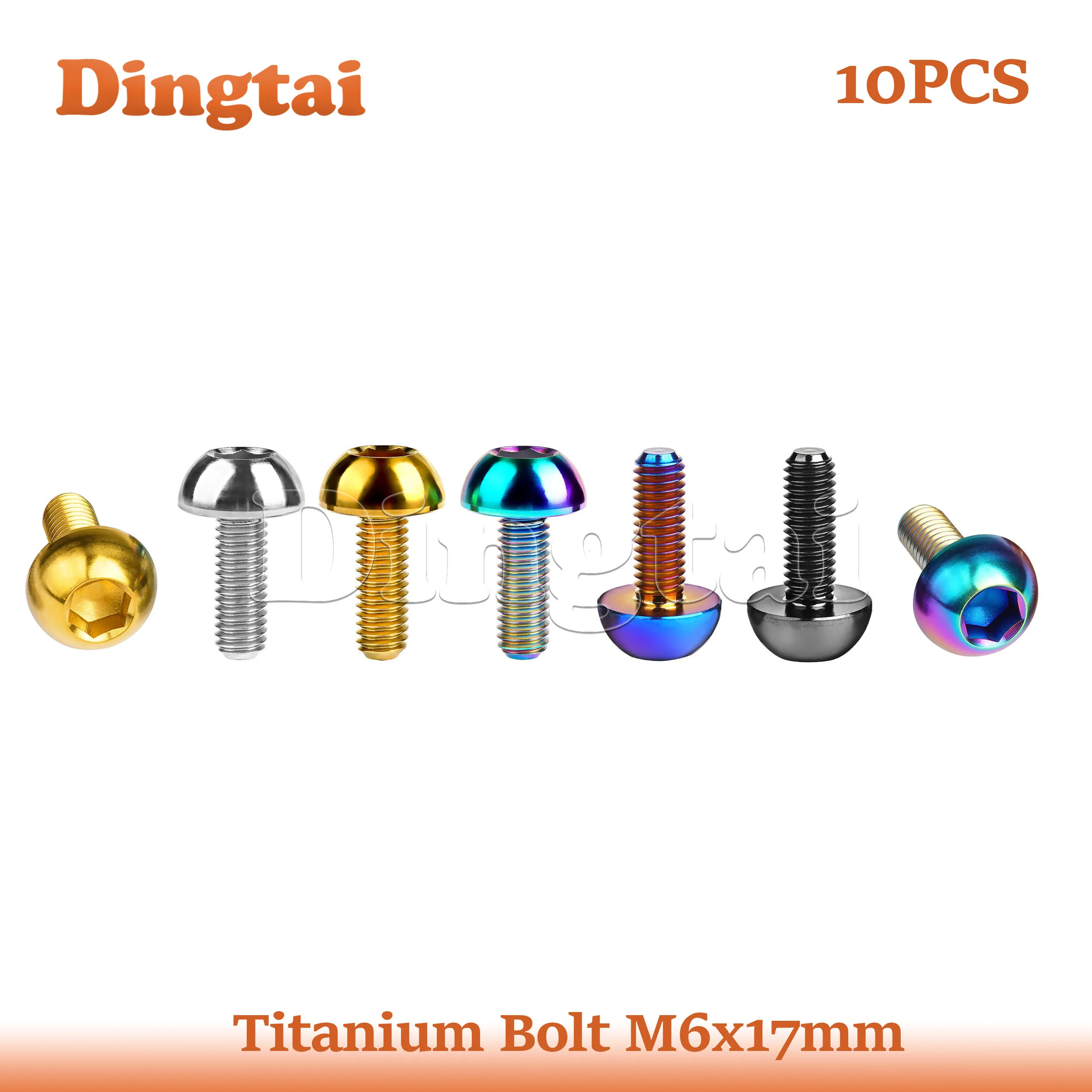 Dingtai Titanium Bolt 10PCS M6x17mm Flat Button Hexagon Head Scerw Ti Grade 5 for Bicycle Motorcycle Disc Rotor
Dingtai Titanium Bolt 10PCS M6x17mm Flat Button Hexagon Head Scerw Ti Grade 5 for Bicycle Motorcycle Disc Rotor