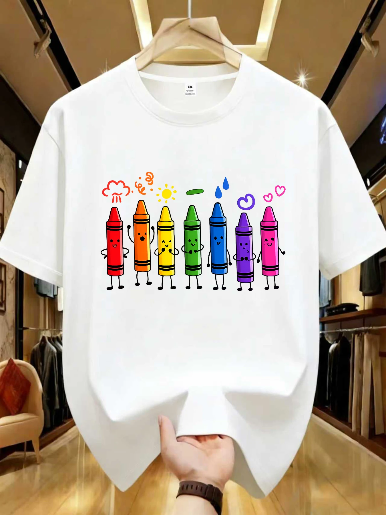 【WZM102141】Crayon print plus size women's round neck summer casual short sleeved street fashion versatile T-shirt
【WZM102141】Crayon print plus size women's round neck summer casual short sleeved street fashion versatile T-shirt