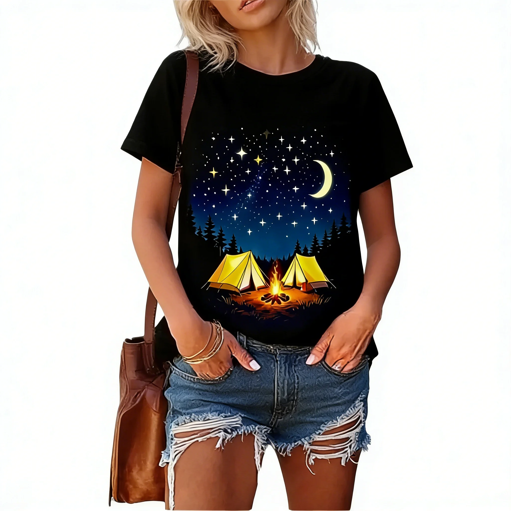 Футболка женская оверсайз с коротким рукавом Zagros Custom по вашему дизайну, с принтом «Звездное кемпинговое приключение», дышащий хлопок
Футболка женская оверсайз с коротким рукавом Zagros Custom по вашему дизайну, с принтом «Звездное кемпинговое приключение», дышащий хлопок