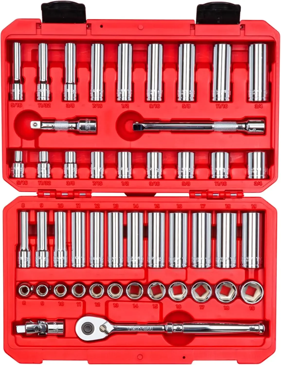 3/8 Inch Drive 6-Point Socket and Ratchet Set, 46-Piece (5/16-3/4 in., 8-19 mm) | SKT15301
3/8 Inch Drive 6-Point Socket and Ratchet Set, 46-Piece (5/16-3/4 in., 8-19 mm) | SKT15301