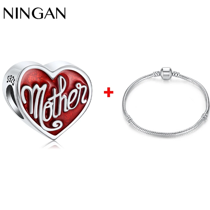 NINGAN 925 Sterling Silver Charms for Mom with Bracelet Heart Beaded Charm Fine Jewelry Gift for Mother Day
NINGAN 925 Sterling Silver Charms for Mom with Bracelet Heart Beaded Charm Fine Jewelry Gift for Mother Day