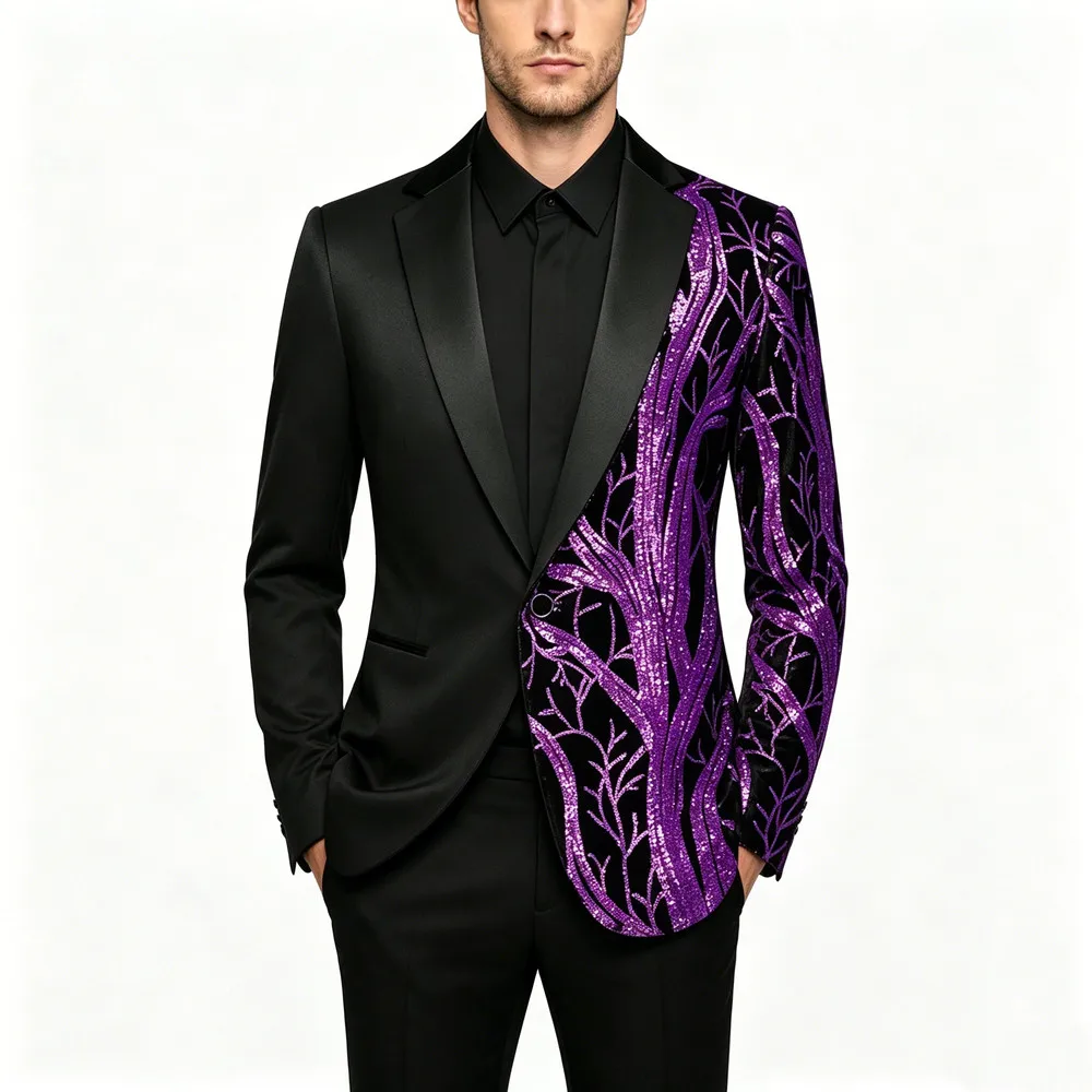 Men's Sequins Blazers Groom Wedding Formal Tuxedo Single Button Slim Fit Stylish Suit Jacket Banquet Host Stage Suit Coat
Men's Sequins Blazers Groom Wedding Formal Tuxedo Single Button Slim Fit Stylish Suit Jacket Banquet Host Stage Suit Coat