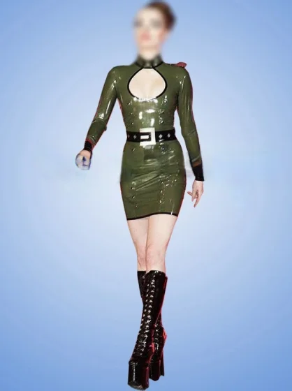 Sexy Green Latex Military Dress Badges Rubber Uniform Dress Gummi Police Army Playsuit Costumes
Sexy Green Latex Military Dress Badges Rubber Uniform Dress Gummi Police Army Playsuit Costumes