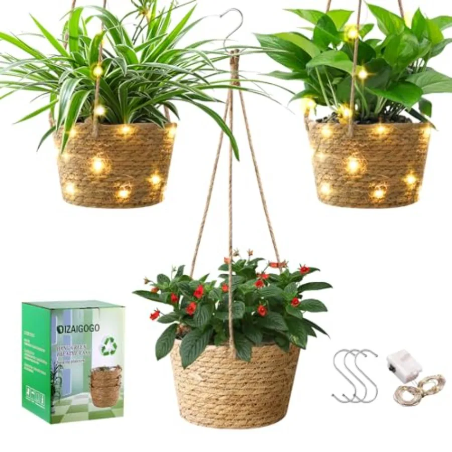 3 Pack Hand Woven Hanging Planters for Indoor Plants 8 Inch Hanging Baskets Plant Hanger Indoor Wall Baskets with Light Hanging
3 Pack Hand Woven Hanging Planters for Indoor Plants 8 Inch Hanging Baskets Plant Hanger Indoor Wall Baskets with Light Hanging