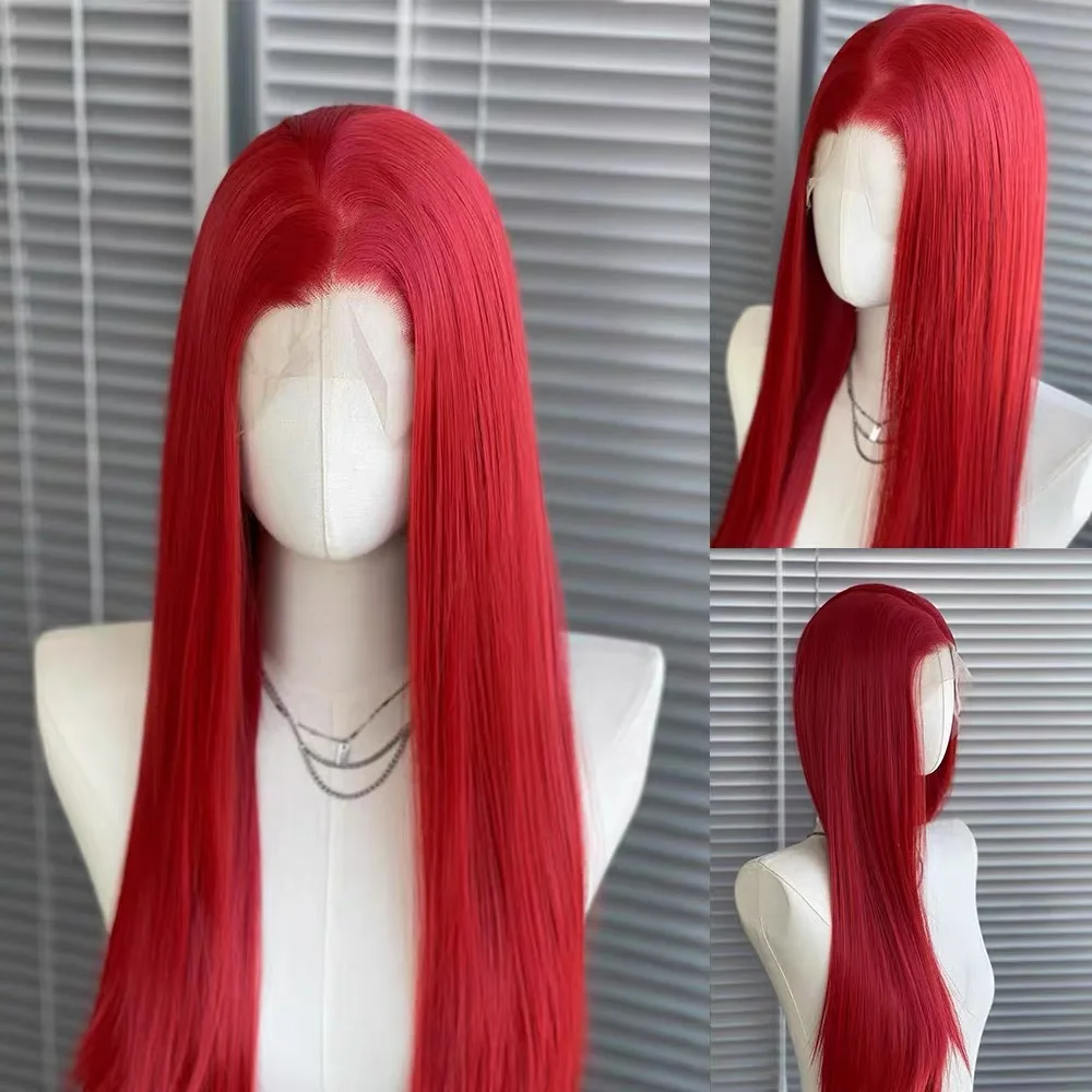 13*4 Red Synthetic Lace Wigs for Women 26inch Long Mermaid Princess Aquaman Red High Quality Fiber Wig for Halloween Cosplay
13*4 Red Synthetic Lace Wigs for Women 26inch Long Mermaid Princess Aquaman Red High Quality Fiber Wig for Halloween Cosplay