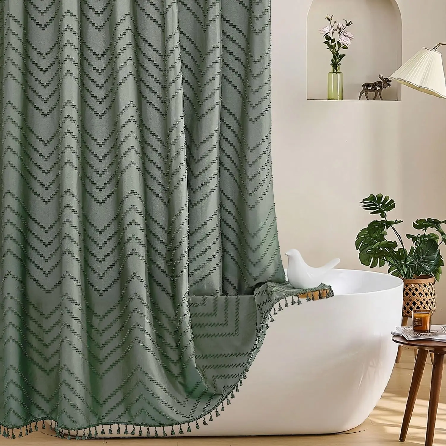 Boho Sage Green Shower Curtain 72x72 Waterproof Tufted Chevron Elegant Bathroom Decor
Boho Sage Green Shower Curtain 72x72 Waterproof Tufted Chevron Elegant Bathroom Decor