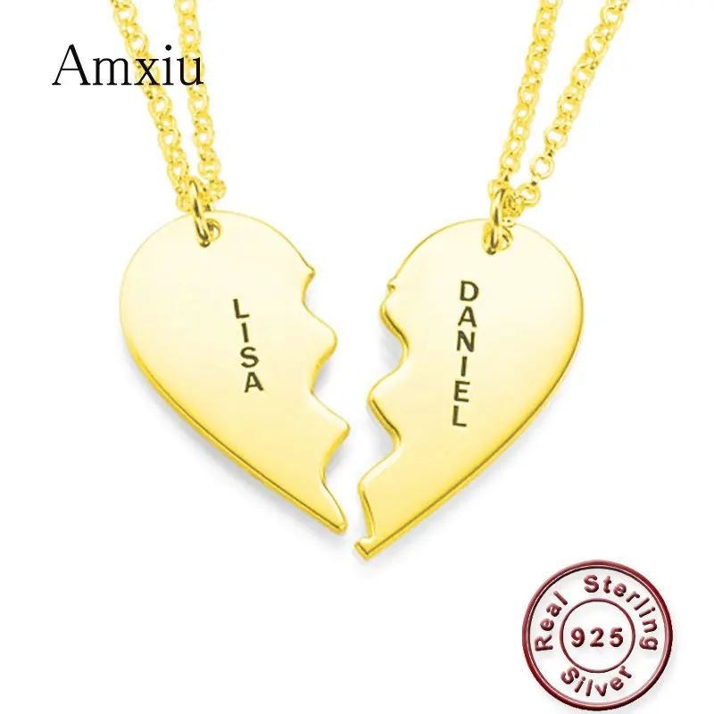 Amxiu Two Pieces Love Heart Necklace Personalized 925 Sterling Silver Name Necklace Engraved Two Names Necklaces For Lovers Gift
Amxiu Two Pieces Love Heart Necklace Personalized 925 Sterling Silver Name Necklace Engraved Two Names Necklaces For Lovers Gift