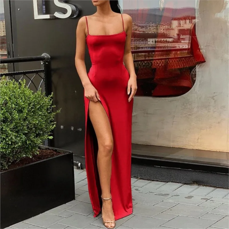 Summer Sexy Evening Party Dress Women's New Slim Slim Fit Open Back Sexy Split Dress Long Dresses Street Style Red Black Dress
Summer Sexy Evening Party Dress Women's New Slim Slim Fit Open Back Sexy Split Dress Long Dresses Street Style Red Black Dress