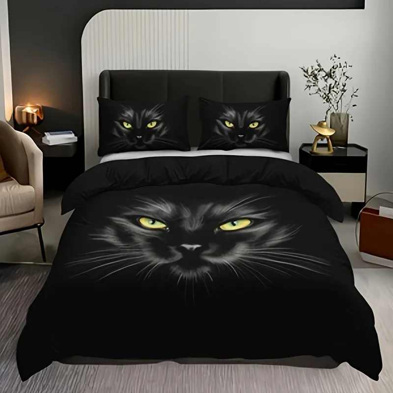 3pcs Set Domineering Animal Black Cat Digital Print Duvet Cover Home Bedding Set Queen Size with Pillowcases
3pcs Set Domineering Animal Black Cat Digital Print Duvet Cover Home Bedding Set Queen Size with Pillowcases