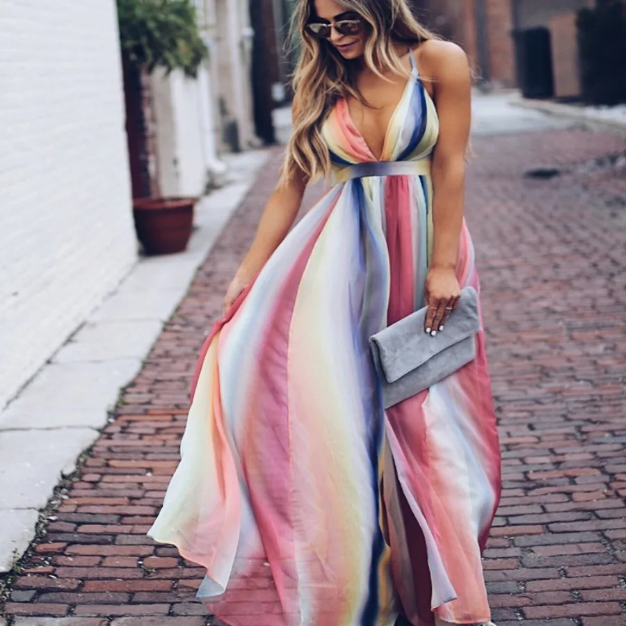 【New style】Print gradient short-sleeved rainbow dress suspender character long dress big pose one piece new style on behalf of
【New style】Print gradient short-sleeved rainbow dress suspender character long dress big pose one piece new style on behalf of