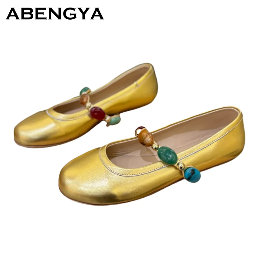 Spring Genuine Leather Flats Ballets Shoes Women's Gemstone Decor Flat Shoes Daily Versatile Single Shoes Women Loafers
Spring Genuine Leather Flats Ballets Shoes Women's Gemstone Decor Flat Shoes Daily Versatile Single Shoes Women Loafers