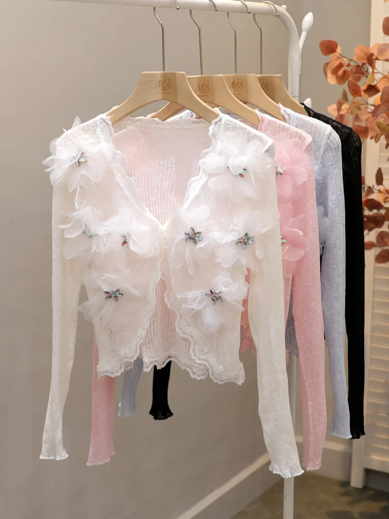 Милый трехмерный цветочный декор, тонкий короткий солнцезащитный кардиган для женщин, летний топ с шалью
Милый трехмерный цветочный декор, тонкий короткий солнцезащитный кардиган для женщин, летний топ с шалью