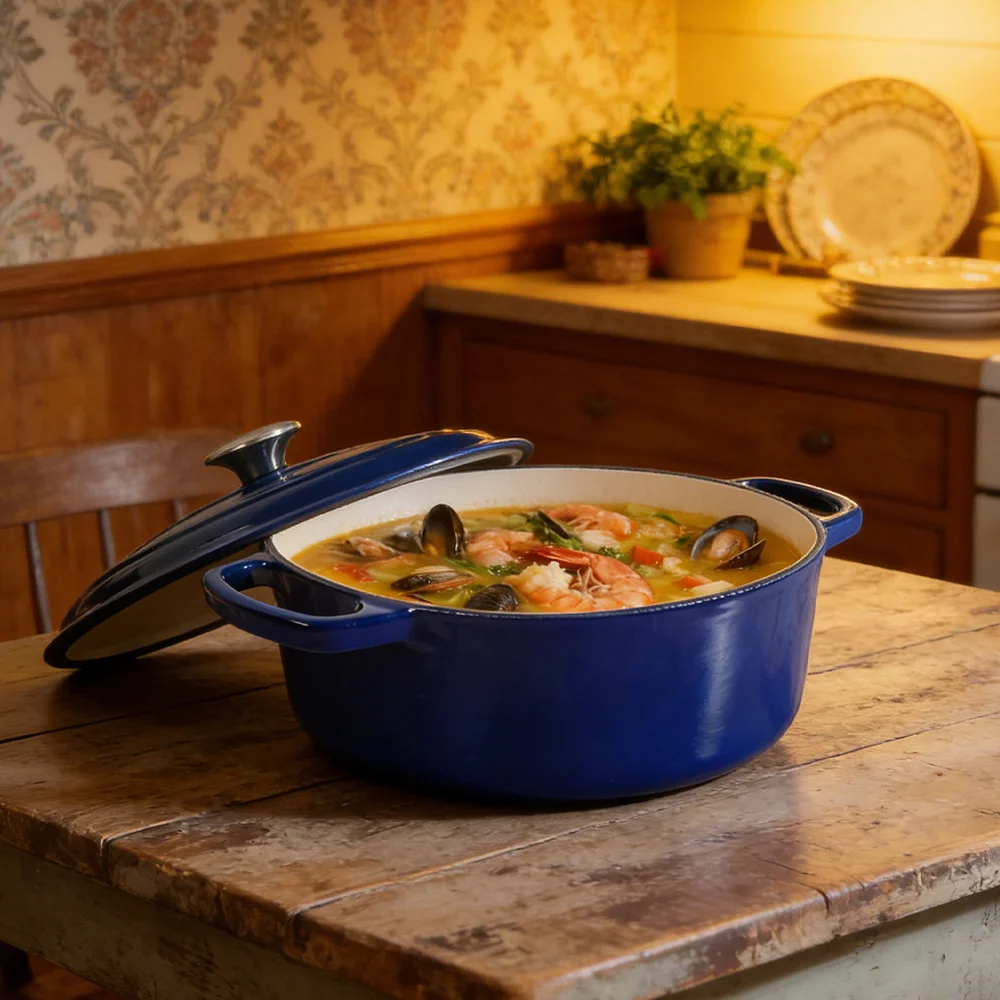 Cast Iron 9-qt Round Cocotte with Cover, Enameled Dutch Oven – Galaxy Blue, Heavy-Duty Non-Stick Enamel Coated Cookware, Dual Handles, Oven-Safe Pot for Beef Stew, Whole Chicken, Family-Sized Meals, Bread Baking, Induction Compatible
Cast Iron 9-qt Round Cocotte with Cover, Enameled Dutch Oven – Galaxy Blue, Heavy-Duty Non-Stick Enamel Coated Cookware, Dual Handles, Oven-Safe Pot for Beef Stew, Whole Chicken, Family-Sized Meals, Bread Baking, Induction Compatible