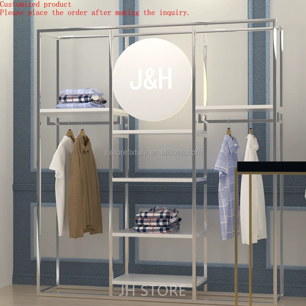 Custom.Men Modern Display Units for Clothing Stores Clothes Rack White with Customized logo Apparel Clothing Racks
Custom.Men Modern Display Units for Clothing Stores Clothes Rack White with Customized logo Apparel Clothing Racks